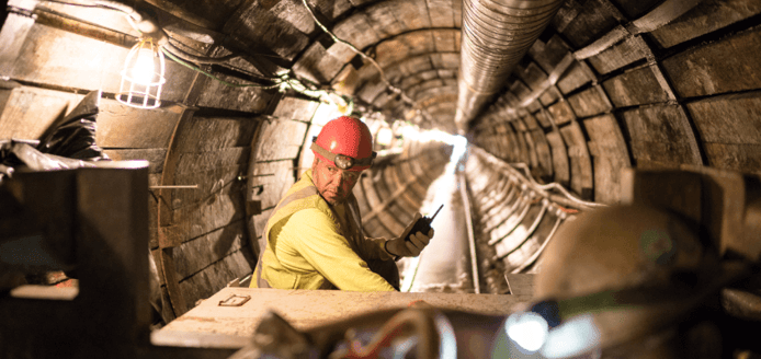 Construction crew in a tunnel