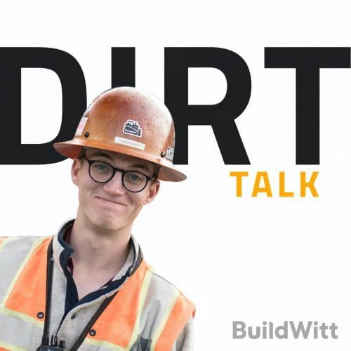 Aaron Witt in front of the Dirt Talk logo