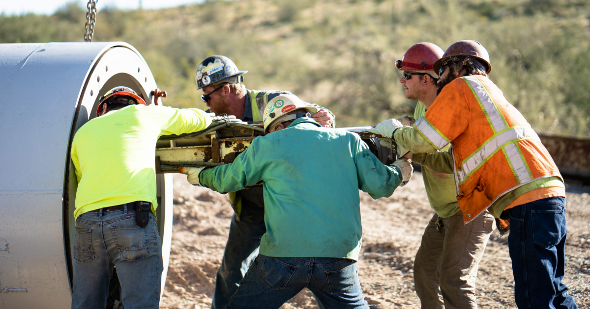 Construction workers at work