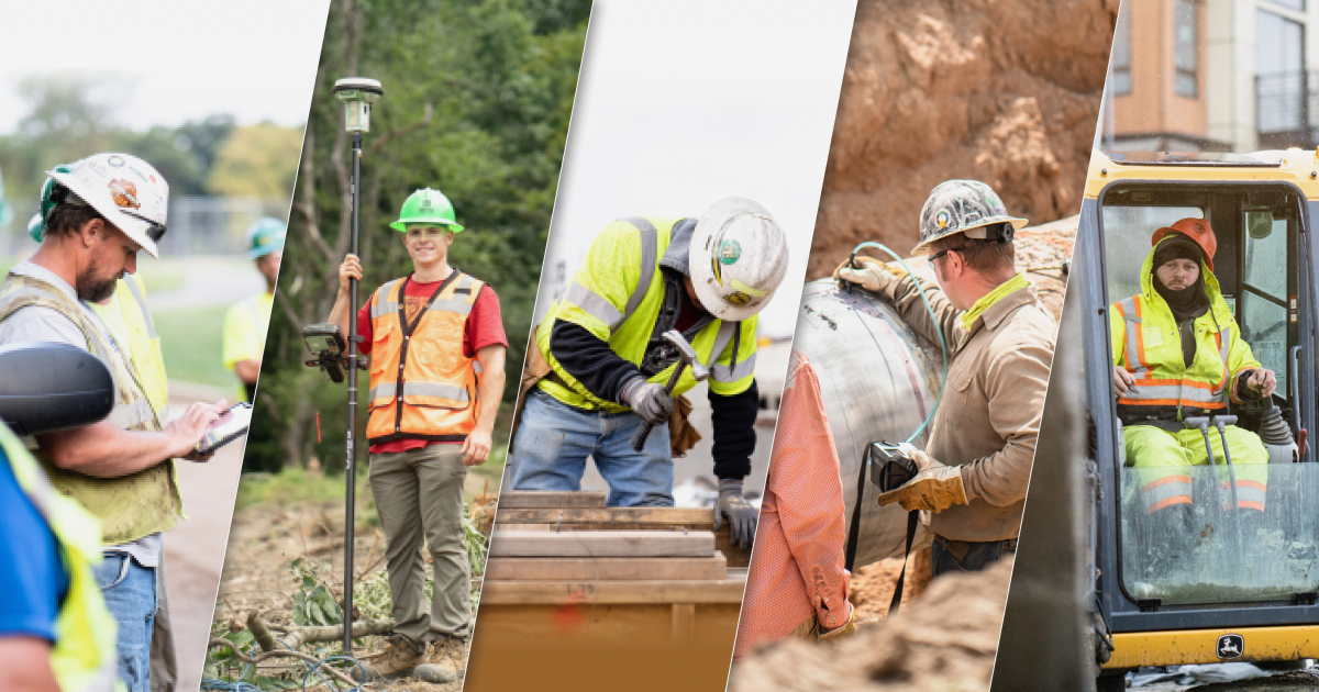 Collage of construction workers on the job